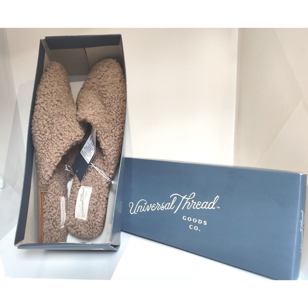 New With Box- Women's Beige Flats House Shoes Universal Thread Taupe Size 9 1/2